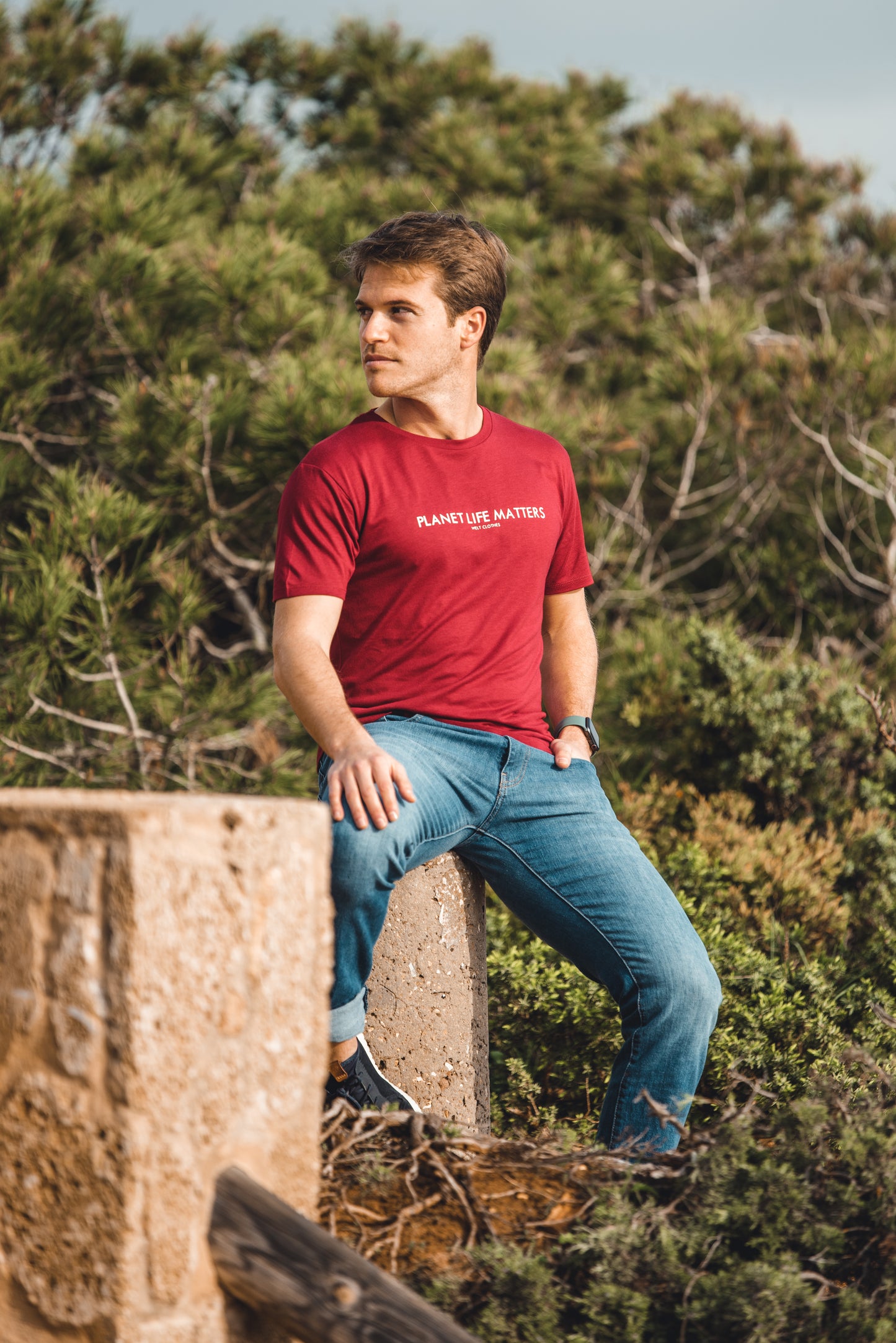 Camiseta de viscosa roja