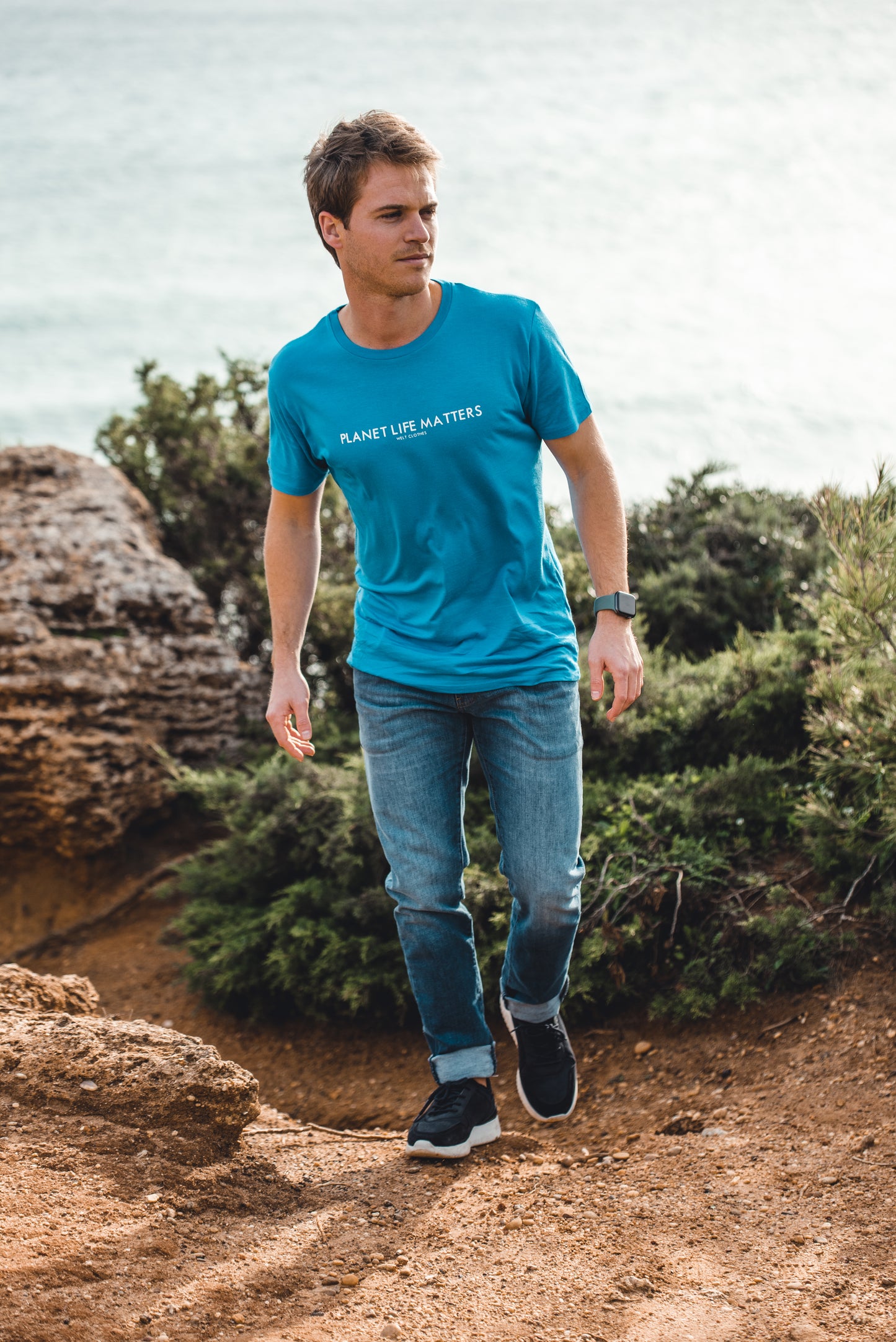 Camiseta de viscosa azul