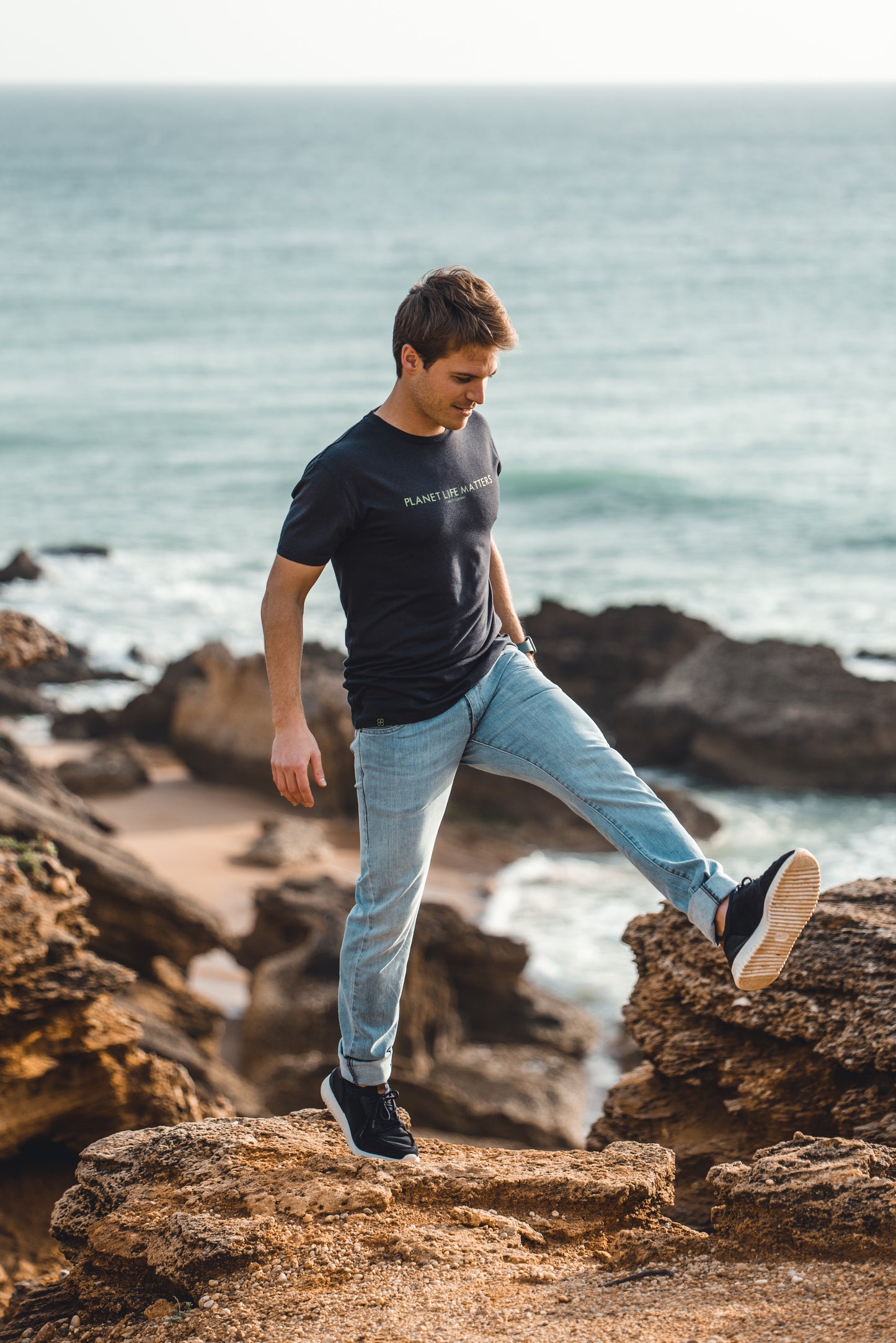 Camiseta de viscosa azul marino